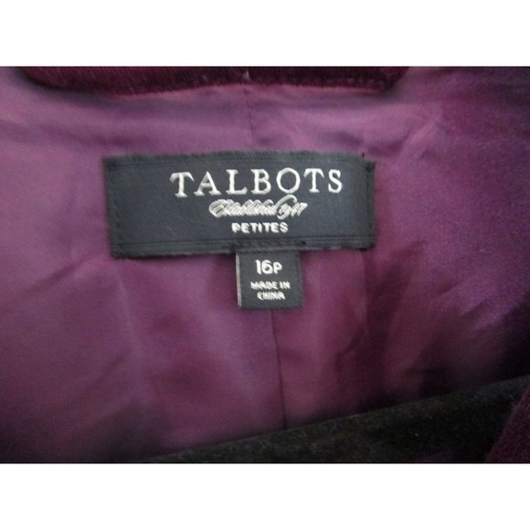 Talbots Purplish Burgundy Velvet Jacket NWOT 16P Fully Lined - Picture 3 of 12